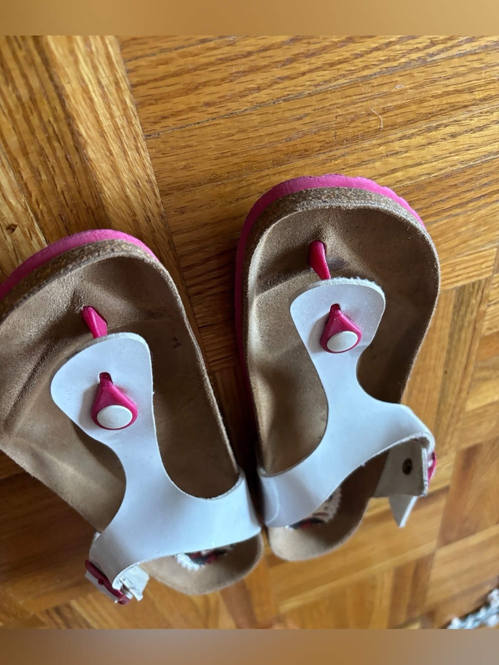 51. Desigual White and Red Buckle Thong Sandals - Picture 2 of 7